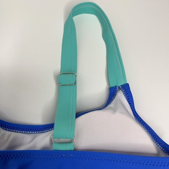 Womens High Waisted Cheeky Bikini Swimsuit Size Small Blue Teal - Picture 11 of 12